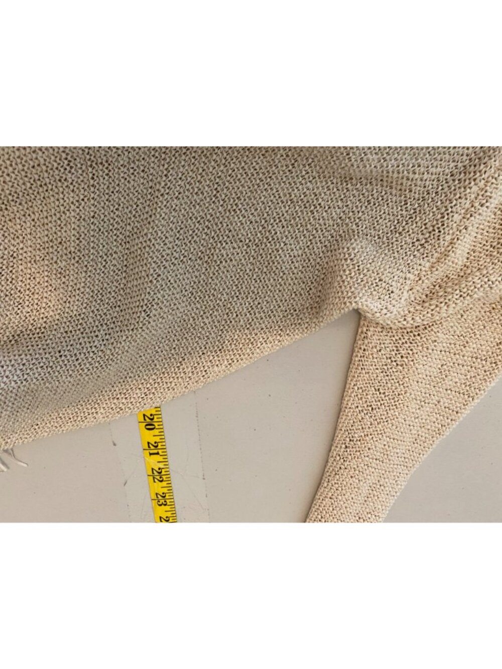 Lovestitch Open-Front Beige Cardigan Fringe Hem Medium Cotton Blend - Picture 10 of 11